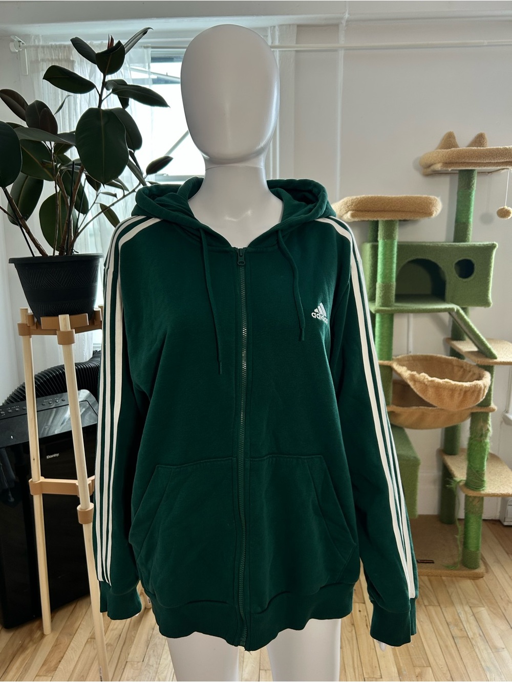 Adidas Unisex Forest Green Zip Hoodie Jacket
